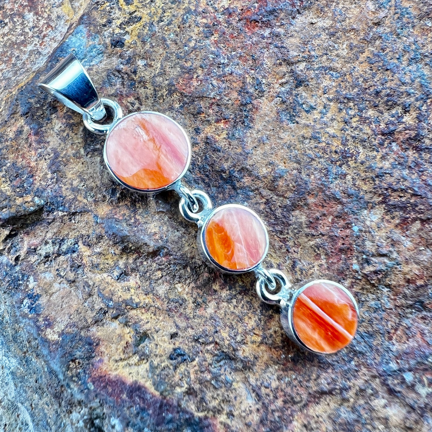 David Rosales Desert Fire Collection Triple Drop Sterling Silver Pendant