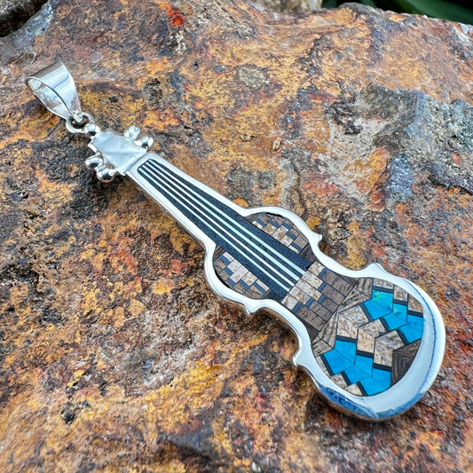 David Rosales Iron Spirit Sterling Silver Pendant Violin