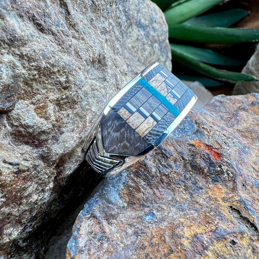 David Rosales Iron Spirit Inlaid Sterling Silver Ring