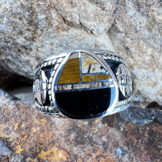 David Rosales Iron Spirit Inlaid Sterling Silver Guitar Ring