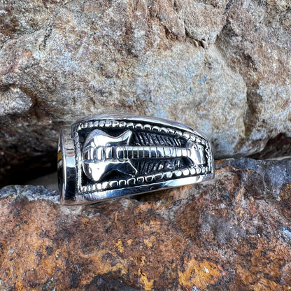 David Rosales Iron Spirit Inlaid Sterling Silver Guitar Ring