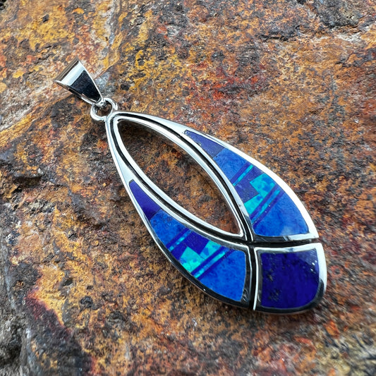 David Rosales Blue Sky Inlaid Sterling Silver Pendant