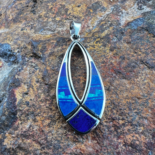 David Rosales Blue Sky Inlaid Sterling Silver Pendant