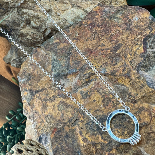 David Rosales White Buffalo Inlaid Sterling Silver Necklace