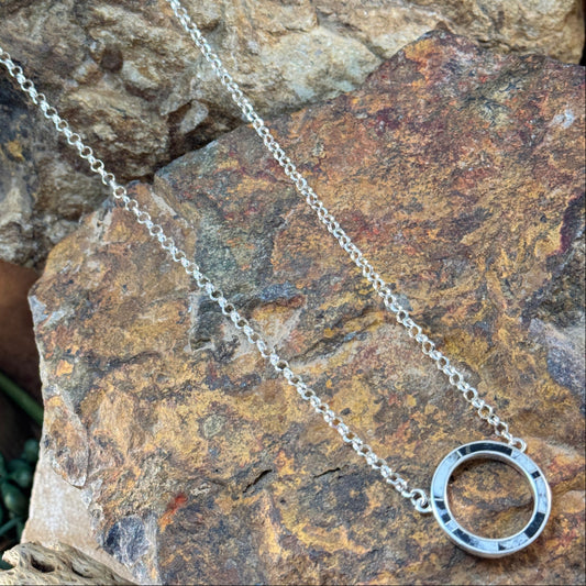 David Rosales White Buffalo Inlaid Sterling Silver Necklace