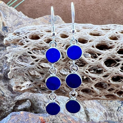 David Rosales Blue Sky Triple Drop Sterling Silver Earrings