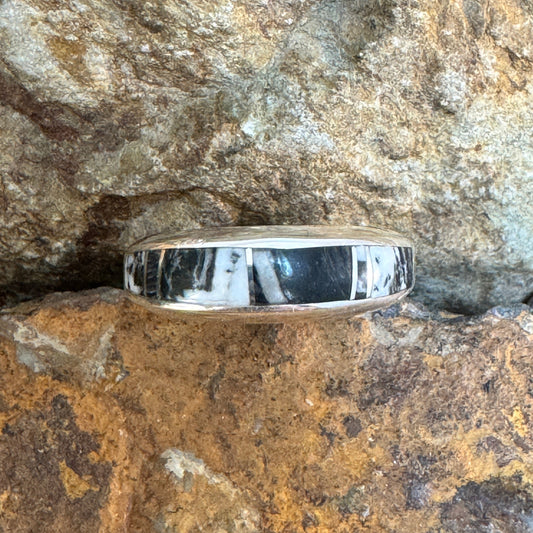David Rosales White Buffalo Inlaid Sterling Silver Ring