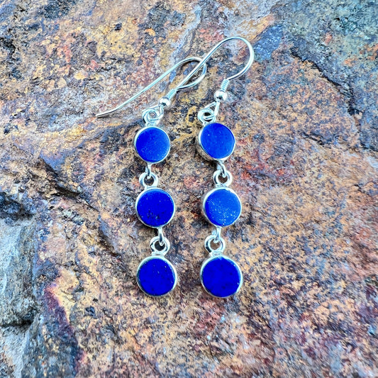 David Rosales Blue Sky Triple Drop Sterling Silver Earrings