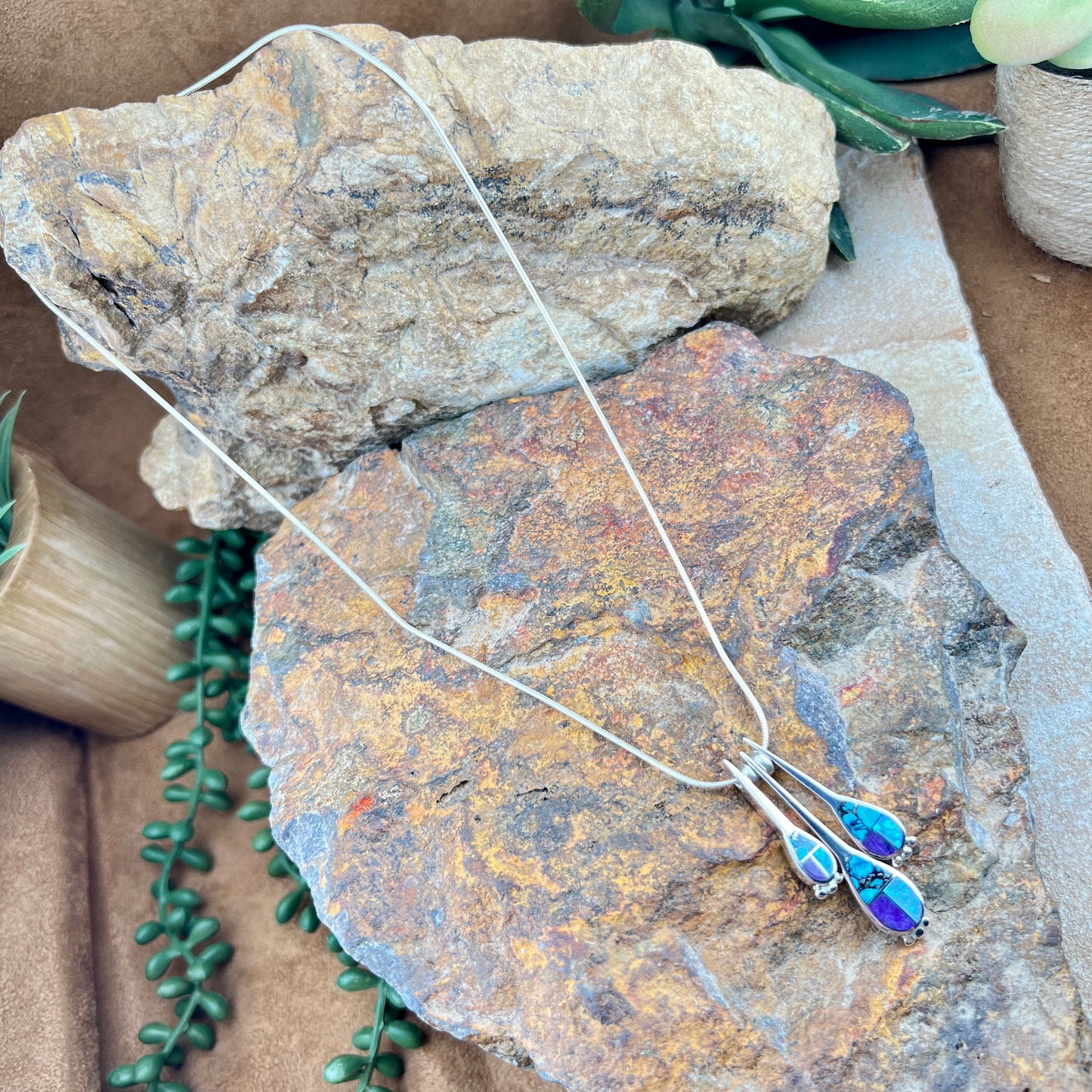 David Rosales Shalako Inlaid Sterling Silver Necklace