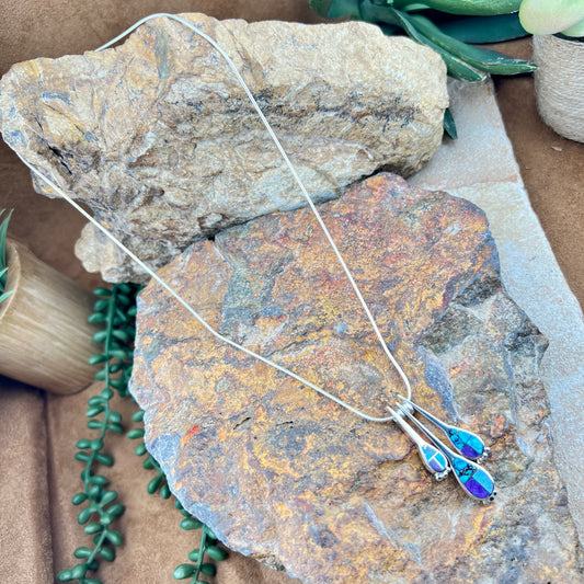 David Rosales Shalako Inlaid Sterling Silver Necklace