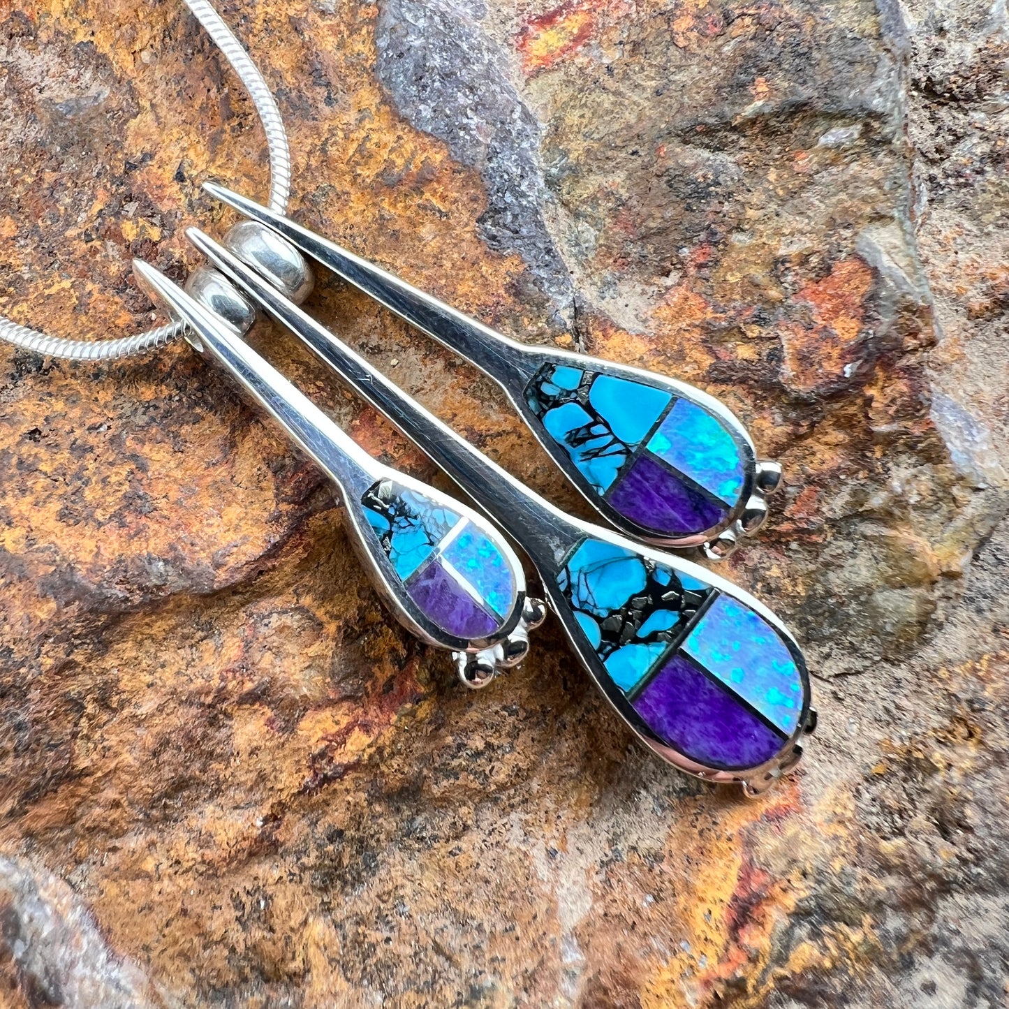 David Rosales Shalako Inlaid Sterling Silver Necklace