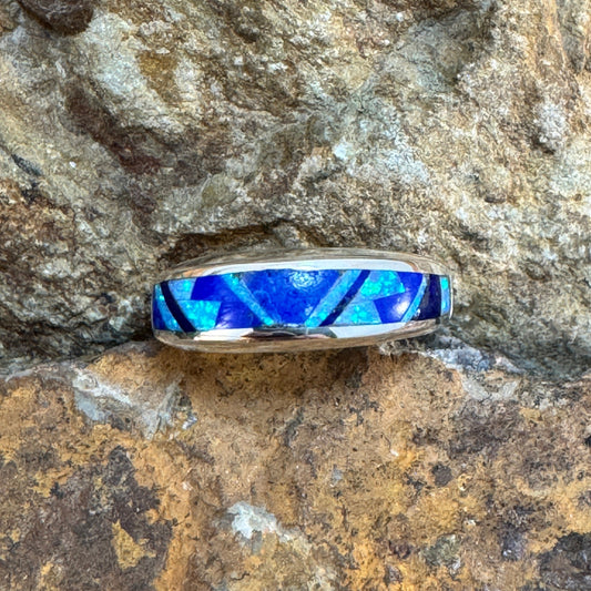 David Rosales Blue Sky Inlaid Sterling Silver Ring