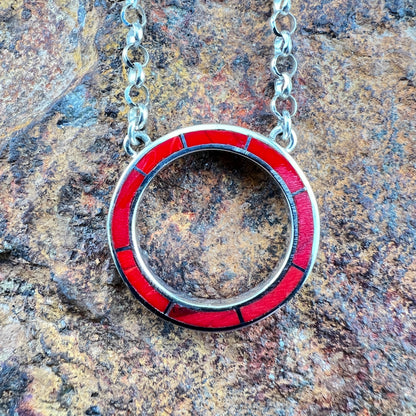 David Rosales Rosarita Inlaid Sterling Silver Open Circle Necklace