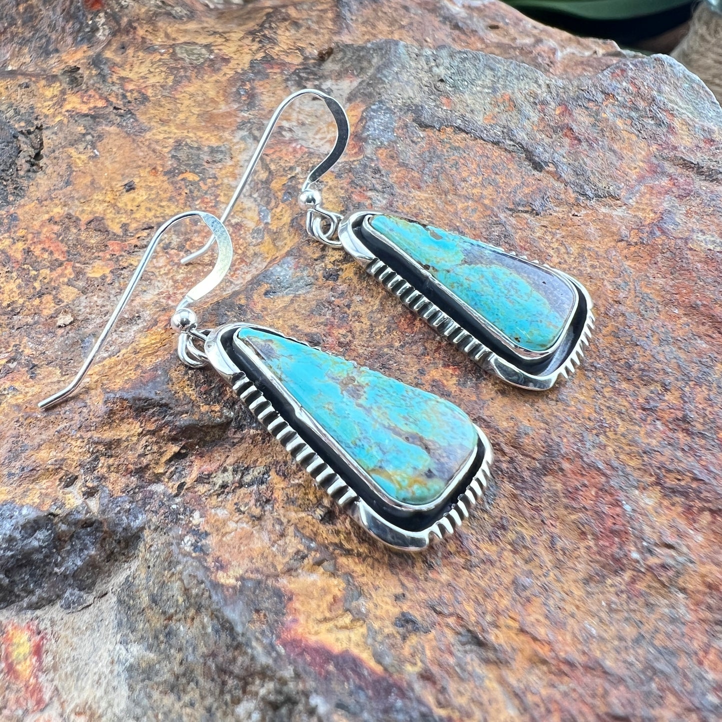 Black Jack Turquoise Sterling Silver Earrings by Wil Denetdale