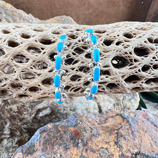 Turquoise Sterling Silver Earrings Hoops by Thomacita Lesarlley