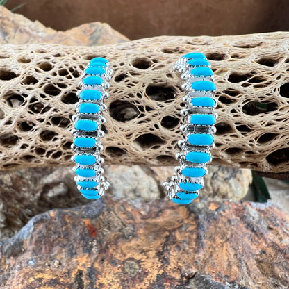 Turquoise Sterling Silver Hoop Earrings by Bernard Cachini