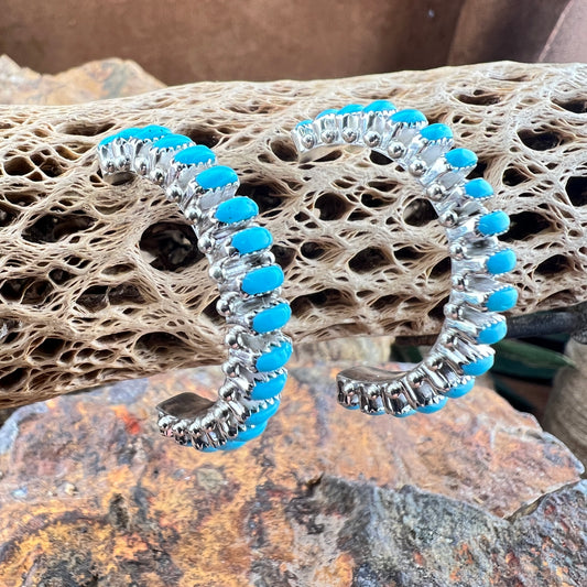 Turquoise Sterling Silver Hoop Earrings by Bernard Cachini