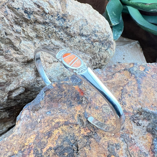 David Rosales Desert Fire Inlaid Sterling Silver Bracelet