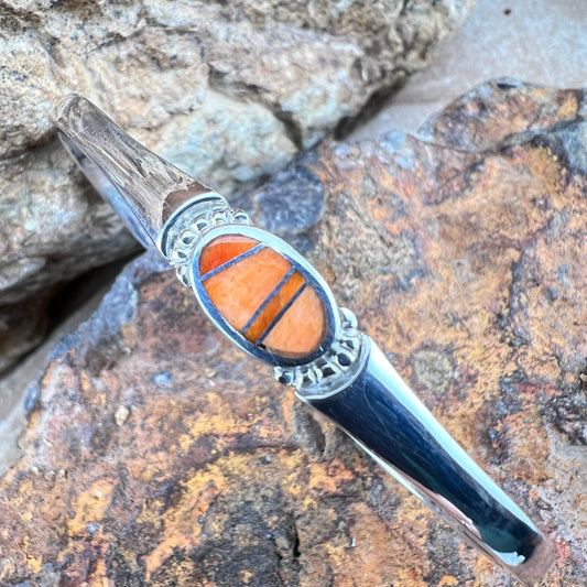 David Rosales Desert Fire Inlaid Sterling Silver Bracelet