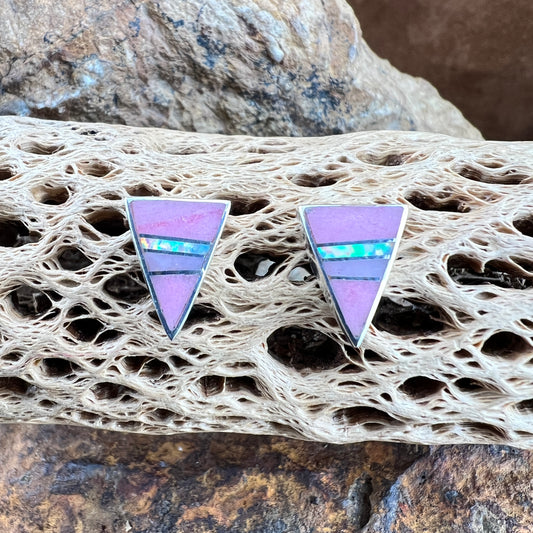 David Rosales Make Me Blush Inlaid Sterling Silver Stud Earrings