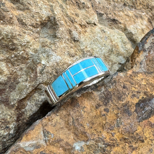 David Rosales Arizona Blue Inlaid Sterling Silver Ring