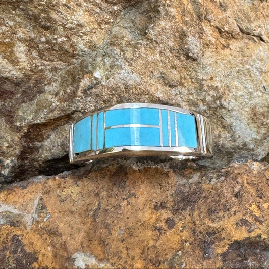 David Rosales Arizona Blue Inlaid Sterling Silver Ring