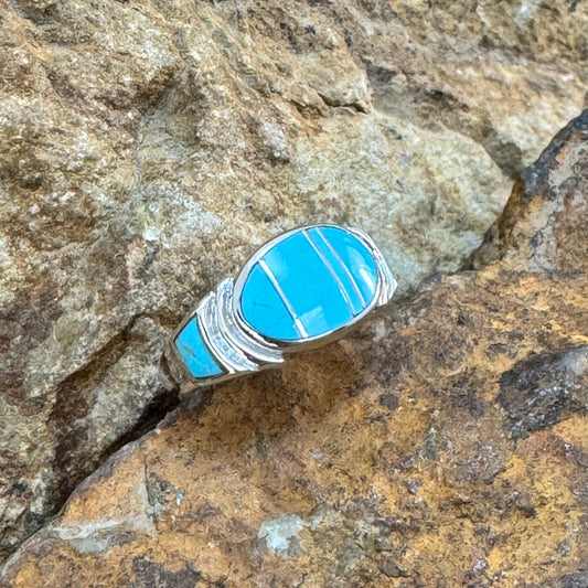 David Rosales Arizona Blue Inlaid Sterling Silver Ring