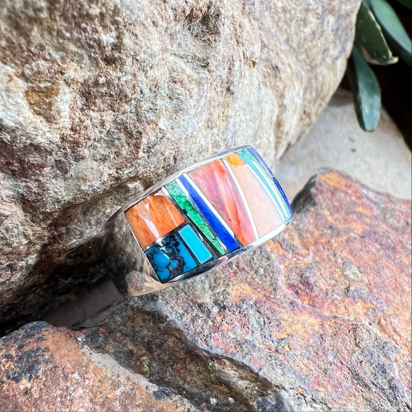 David Rosales Indian Summer Inlaid Sterling Silver Ring