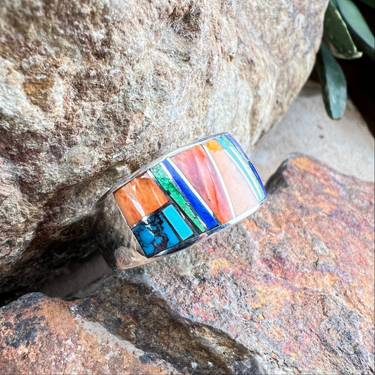 David Rosales Indian Summer Inlaid Sterling Silver Ring