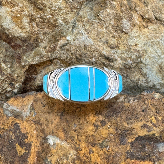 David Rosales Arizona Blue Inlaid Sterling Silver Ring