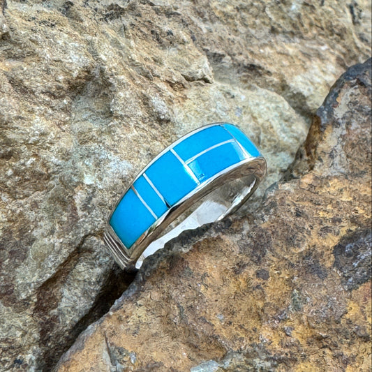 David Rosales Arizona Blue Inlaid Sterling Silver Ring