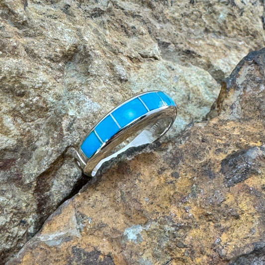 David Rosales Arizona Blue Inlaid Sterling Silver Ring