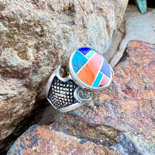 David Rosales Indian Summer Inlaid Sterling Silver Ring