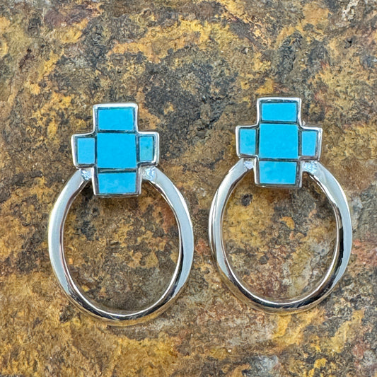David Rosales Arizona Blue Inlaid Sterling Silver Earrings
