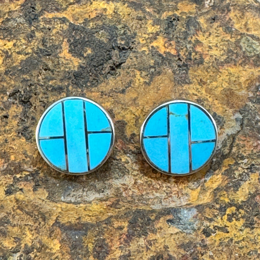 David Rosales Arizona Blue Inlaid Sterling Silver Earrings
