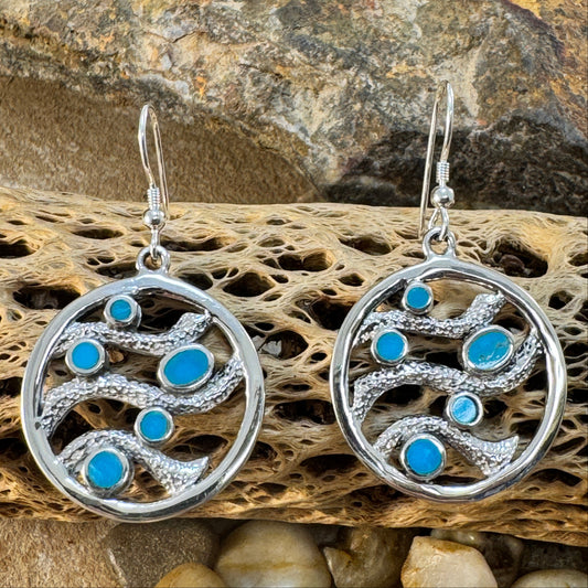 David Rosales Arizona Blue Inlaid Sterling Silver Earrings