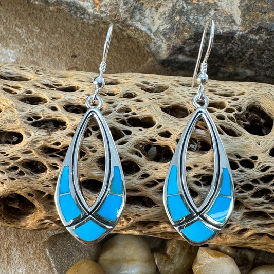 David Rosales Arizona Blue Inlaid Sterling Silver Earrings