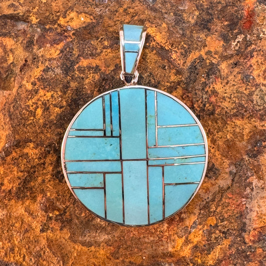 David Rosales Arizona Blue Inlaid Sterling Silver Pendant