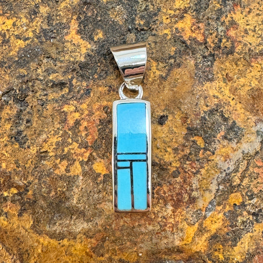 David Rosales Arizona Blue Inlaid Sterling Silver Pendant