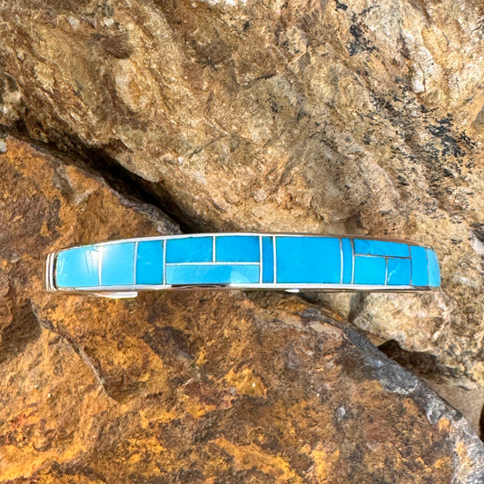 David Rosales Arizona Blue Inlaid Sterling Silver Bracelet