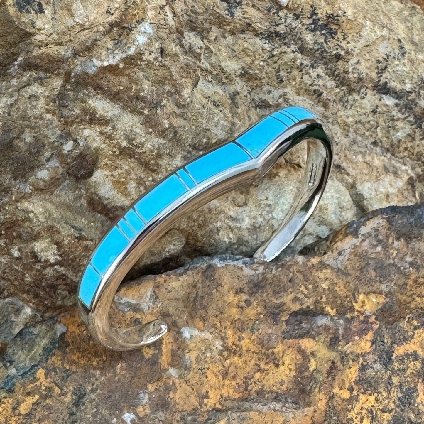 David Rosales Arizona Blue Inlaid Sterling Silver Bracelet