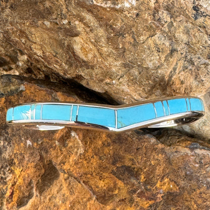 David Rosales Arizona Blue Inlaid Sterling Silver Bracelet