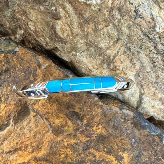 David Rosales Arizona Blue Inlaid Sterling Silver Bracelet