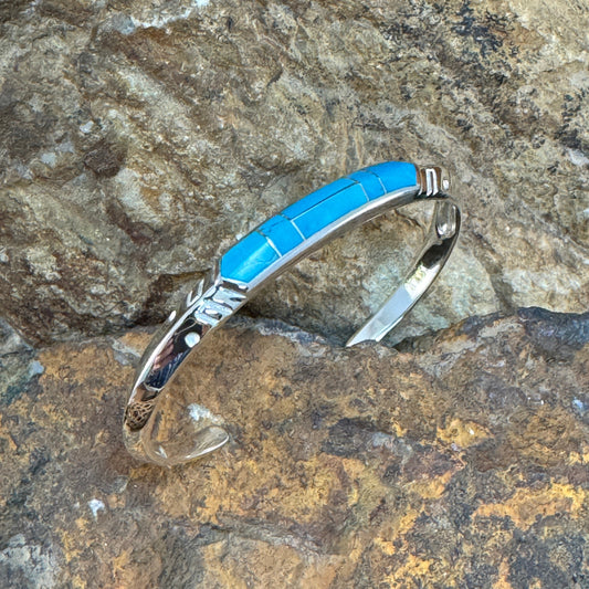 David Rosales Arizona Blue Inlaid Sterling Silver Bracelet
