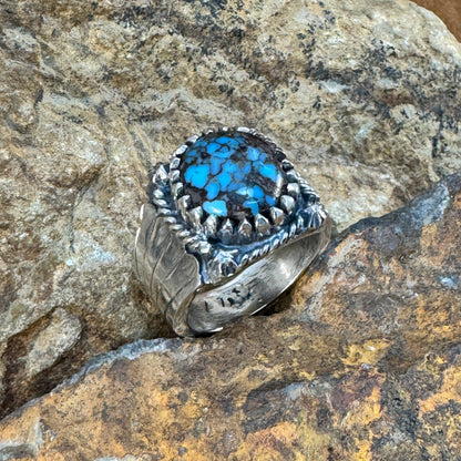 Billy Jaramillo "Billy the Kid" Sterling Silver Ring with Godber-Burnham Turquoise Size 12.5