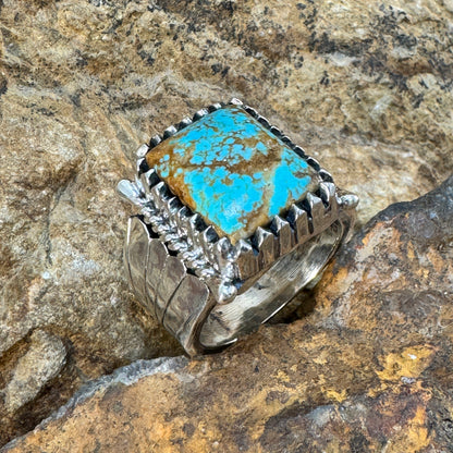 #8 Turquoise Sterling Silver Ring by Billy Jaramillo Size 12