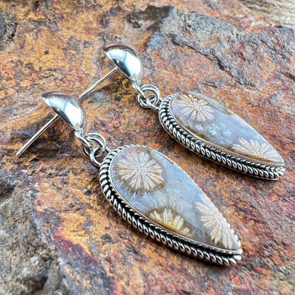 Artie Yellowhorse Fossil Coral Dangle Earrings