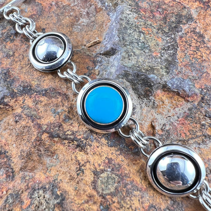 Sterling Silver Sleeping Beauty Link Bracelet by Artie Yellowhorse