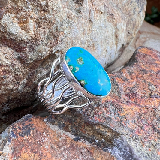 Sonoran Gold Turquoise Sterling Silver Ring by Angela Martin Size 8 1/2