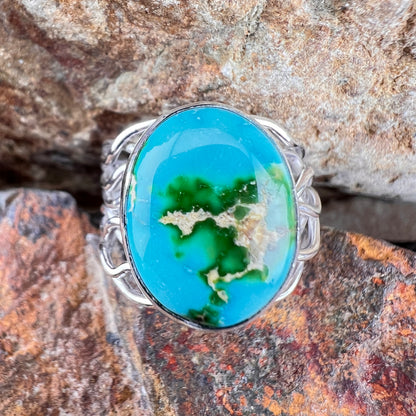 Sonoran Gold Turquoise Sterling Silver Ring by Angela Martin Size 8